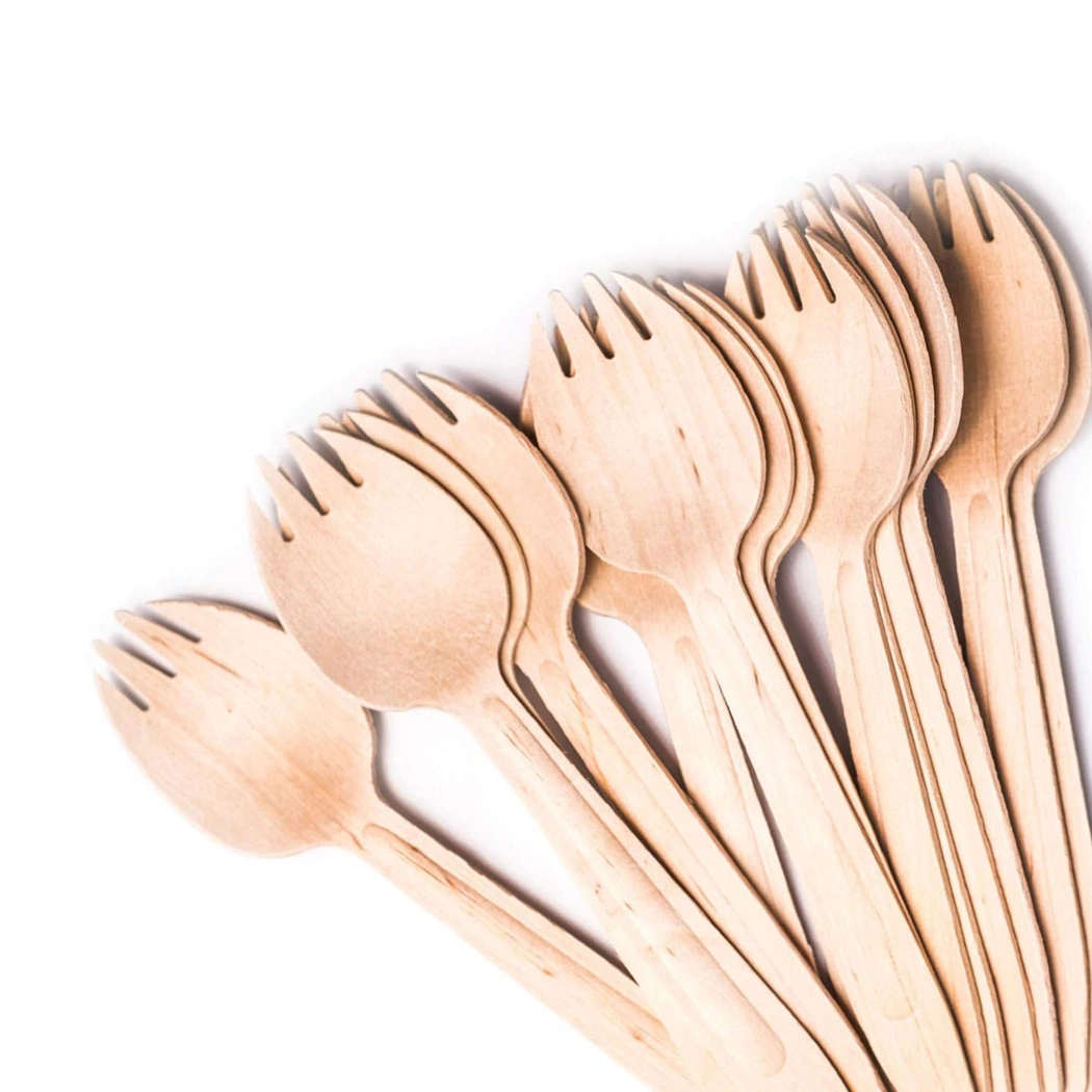 Disposable Wooden Mini Forks Small Sporks Cutlery Compostable Forks