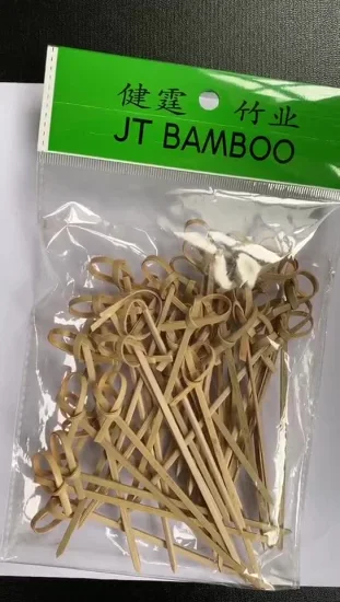 Schöner, preiswerter Bambus-Knotenspieß, bunter Knoten-Stick für Lebensmittel